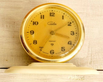 Despertador azul Vitjaz, Vintage mecánico de cuerda Doble reloj de campana  de los años 80. Reloj pequeño de mesa de estilo de mediados de siglo -   México