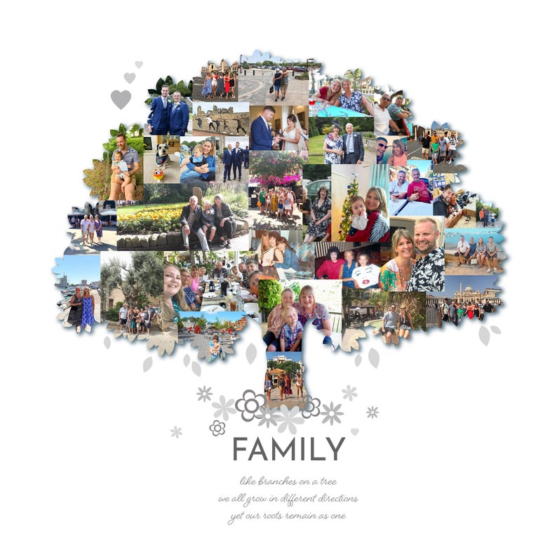 Family Tree Photo Collage Gift Family Tree Personalised Gift Etsy