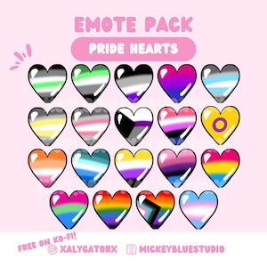 Pride Hearts Emote Pack | P2U Twitch Discord YouTube Streaming Gay Cute Sub Rewards Trans Asexual Pan Lesbian Progress Flags Bi Demi
