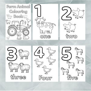 Colouring book for children | Number colouring pages | Numbers 1-10 | colouring pages | counting colouring book | farm animal colouring book
