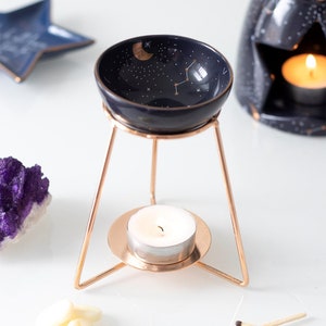 Fragrance Lamp, Purple Zodiac Oil Burner on Metal Legs, Collection of Star and Moon Gifts, Home Decor, Home Fragrances, Home Décor