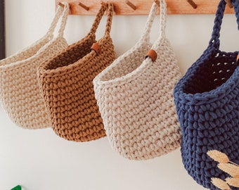 Wall Hanging Decor, Handmade Basket, Hanging Basket Toys, Hanging Storage, Crochet Basket, Hanging Bag, Neutral Nursery, Baby Room Storage