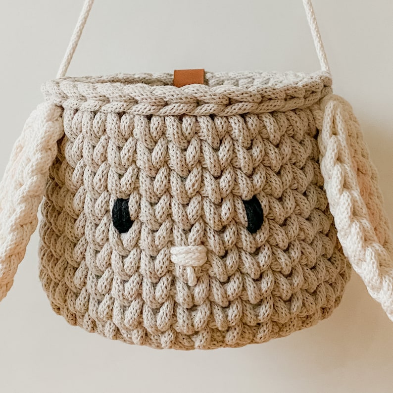 PATTERN, Bunny Basket Crochet Pattern, Crochet Pattern, PDF Pattern, PDF Patron Crochet Panier Lapin, Egg Hunting Basket Pattern image 4