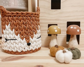 Small Fox Basket, Crochet Fox Basket, Handmade Basket, Kid’s Room Basket, Basket Featuring Fox