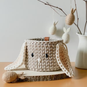 PATTERN, Bunny Basket Crochet Pattern, Crochet Pattern, PDF Pattern, PDF Patron Crochet Panier Lapin, Egg Hunting Basket Pattern image 6