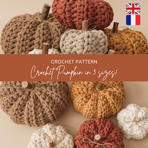 PDF PATTERN, Pumpkin Crochet Pattern, Patron des Citrouilles, Rustic Pumpkin, Halloween Pumpkin, Simple Ribbed Pumpkins, Autumn Home Decor