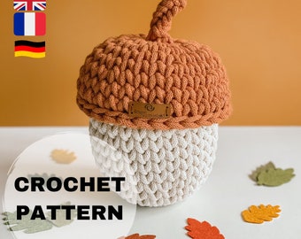 PATTERN, Acorn Basket Crochet Pattern, Crochet Pattern, PDF Pattern, PDF Patron Crochet, Panier Gland, Autumn Acorn, Autumn Decoration