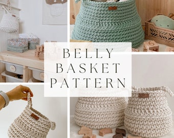 PATTERN, Belly Basket Crochet Pattern, Crochet Pattern, PDF Pattern, Seamless Crochet Basket, Invisible Join Basket, Seamless Crochet Circle