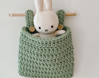 Neutral Nursery Decor, Baby Crib Hanging Basket, Crochet Hanging Storage Basket, Hanging Storage Pocket, Hanging Bag, Toys Storage