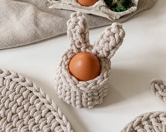Festive Egg Cup Holders for Your Table, Spring Table Decor, Boho Easter Table, Bunny Egg Cup, Egg Basket, Dining Table Decor, Rustic Decor
