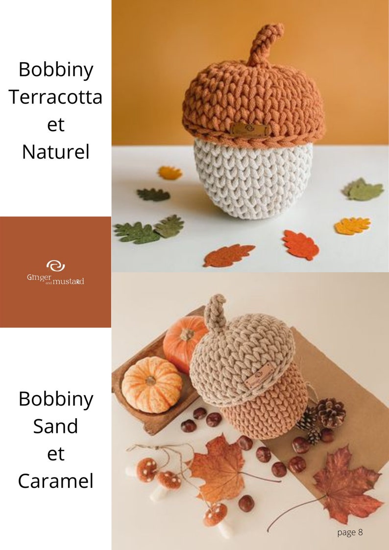 PATTERN, Acorn Basket Crochet Pattern, Crochet Pattern, PDF Pattern, PDF Patron Crochet, Panier Gland, Autumn Acorn, Autumn Decoration image 5