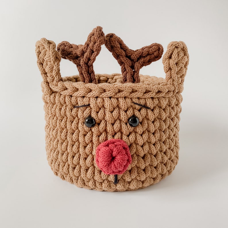 PDF PATTERN, Rudolph Basket Crochet Pattern, Le Panier Rudolph Patron, PDF Patron Crochet, Reindeer, Autumn Decoration, Christmas Reindeer image 4