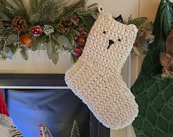 Handmade Polar Bear Christmas Stocking, Holiday Magic, Handmade Stocking, Stockings, Christmas, Gifts, Tree, Xmas Decoration, Holiday Season