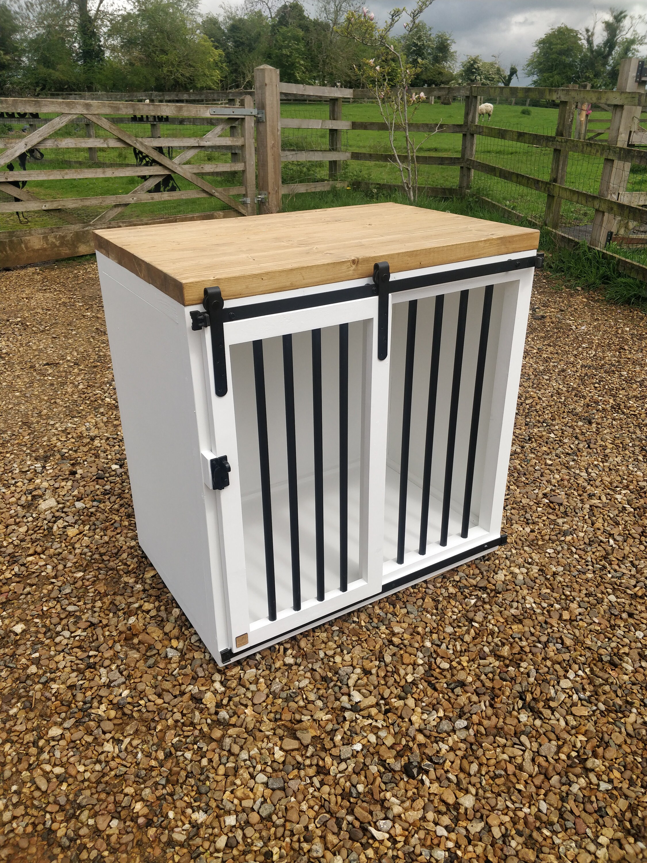 Wooden Dog Crate Furniture With Sliding Doors Etsy UK