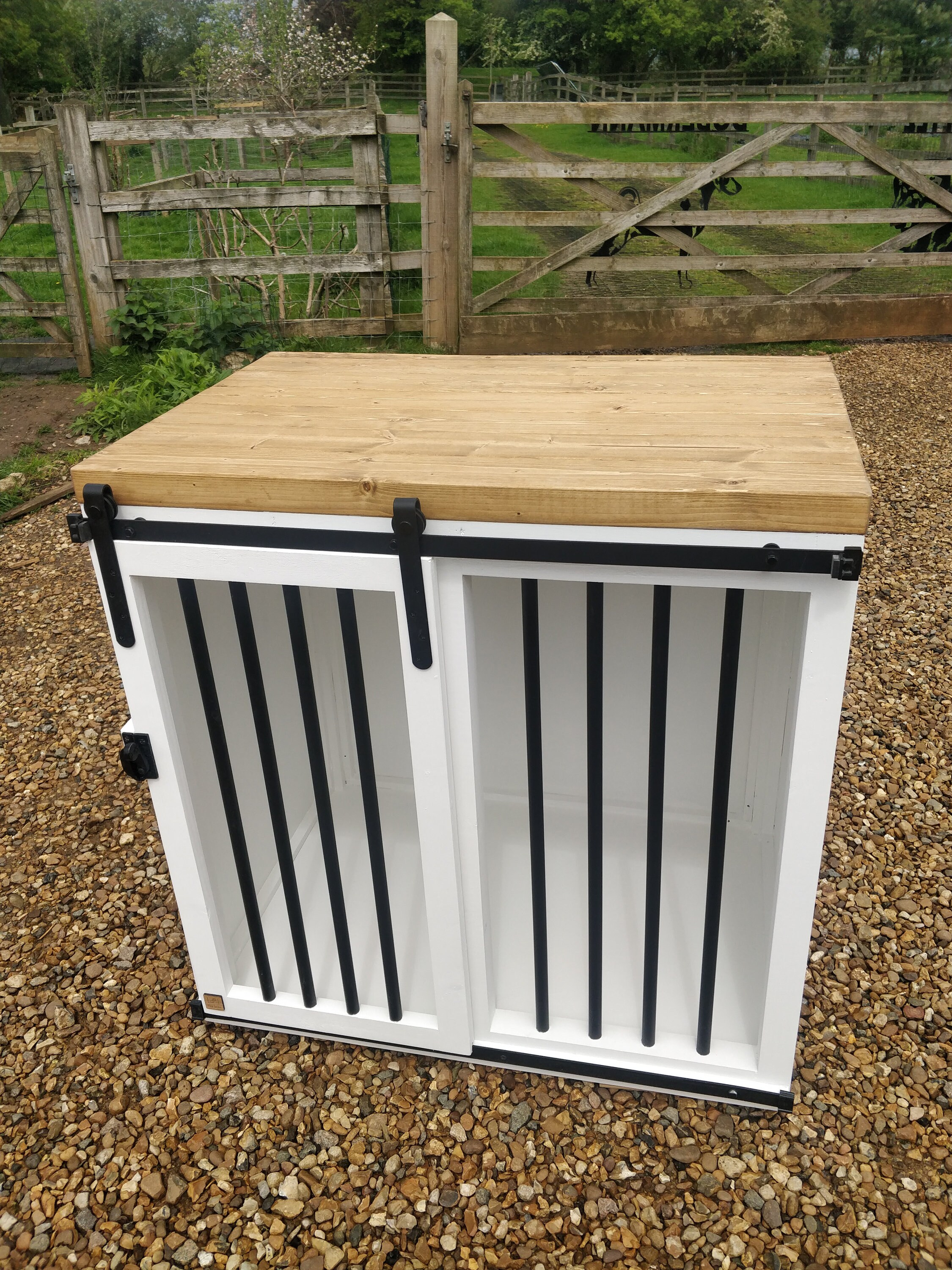 Wooden Dog Crate Furniture With Sliding Doors Etsy UK