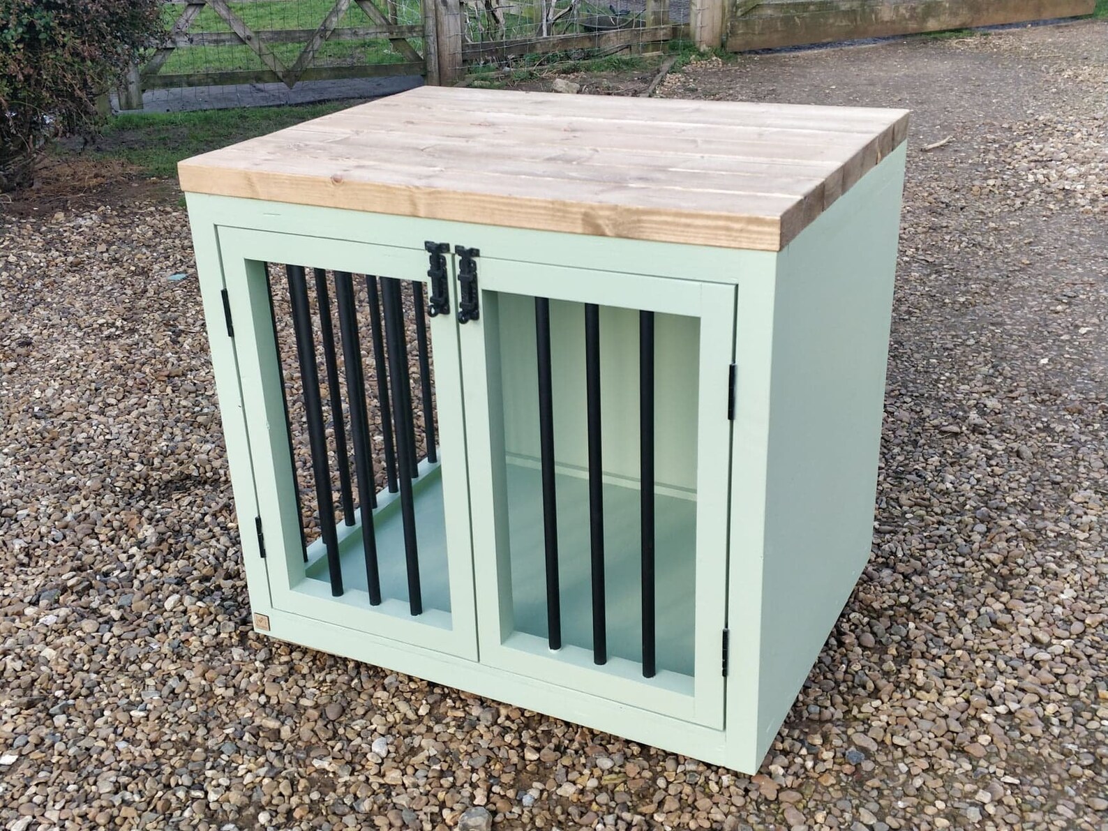 Handmade Wooden Dog Crate Furniture With Side Bars Etsy UK