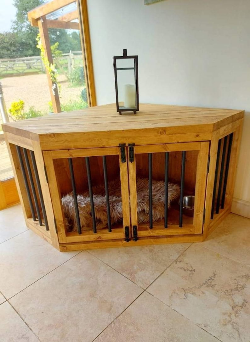 Wooden Dog Crate Furniture Corner Unit Etsy UK