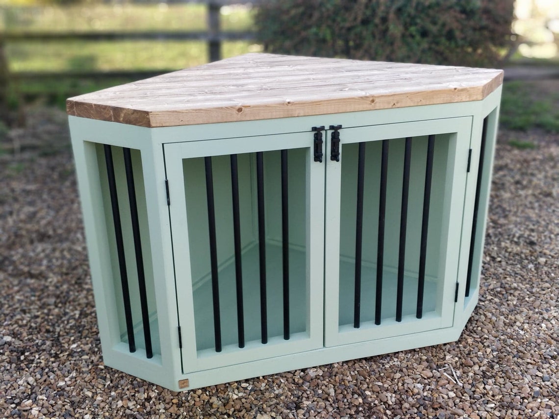 Wooden Dog Crate Furniture Corner Unit Etsy 日本