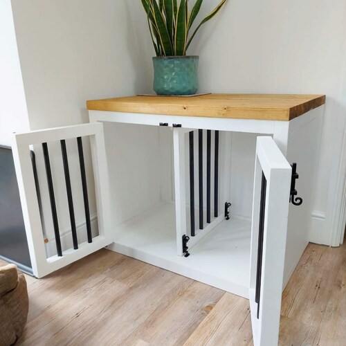 Handmade Wooden Dog Crate Furniture With Sliding Doors Etsy UK