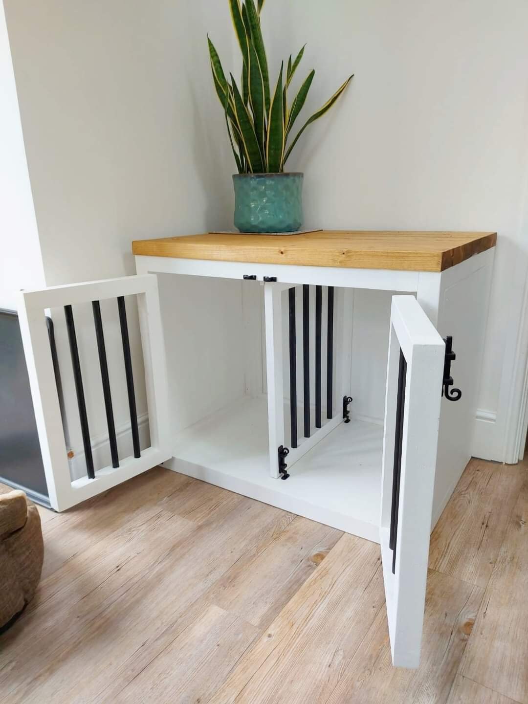 Image showcasing Handmade Wooden Dog Crate Dog Crate Furniture - Etsy UK