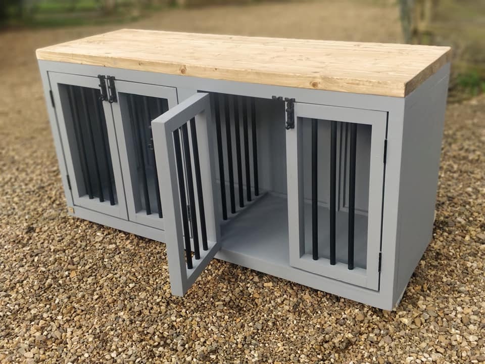 Double Wooden Dog Crate With Central Divider Etsy UK