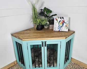 Wooden Dog Crate Furniture Corner Unit
