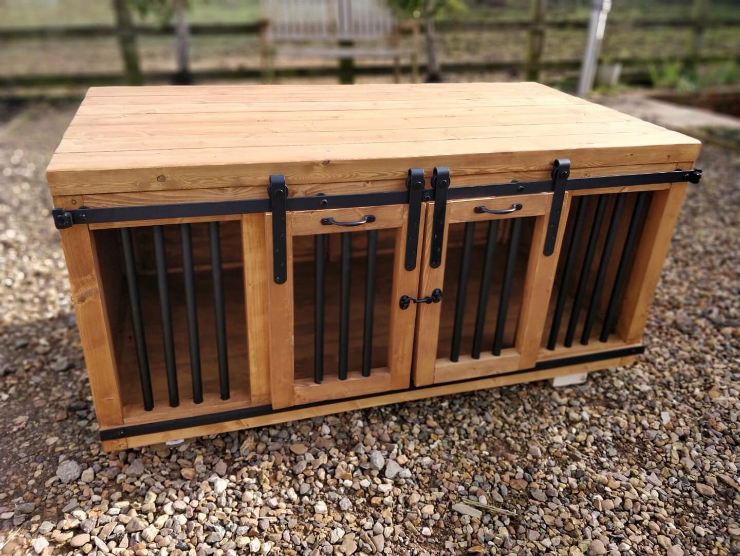 Handmade Wooden Dog Crate Furniture With Sliding Doors Etsy UK
