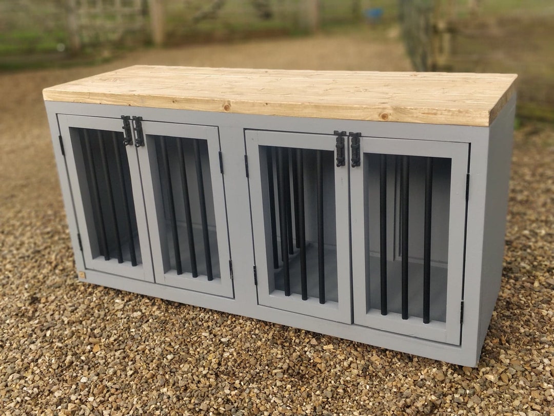 Double Wooden Dog Crate With Central Divider Etsy