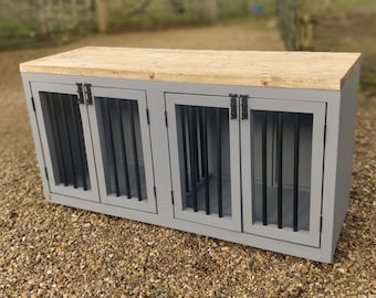 Double Wooden Dog Crate With Central Divider