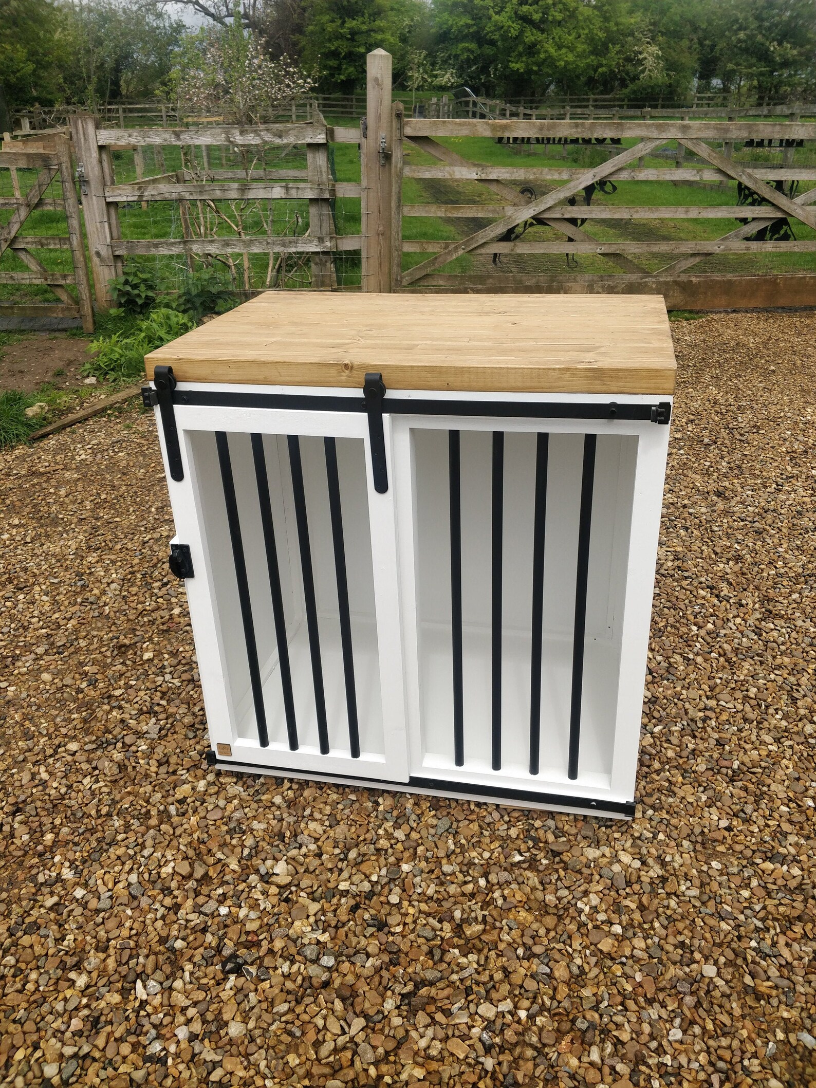 Wooden Dog Crate Furniture With Sliding Doors Etsy UK