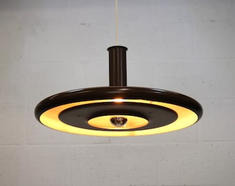 Chocoladebruine vintage Fog & Morup-hanglamp: Hans Due Optima XL, mid-Century Modern