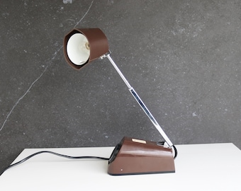 Vintage HBH chocoladebruine telescooplamp - Deense tafel- of wandlamp jaren 70