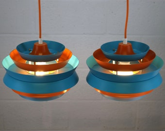 Swedish unique and colorful pair of Design Lamps | Carl Thore for Granhaga, model Trava | 1970s Lamp | Scandinavian design