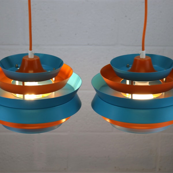 Swedish unique and colorful pair of Design Lamps | Carl Thore for Granhaga, model Trava | 1970s Lamp | Scandinavian design