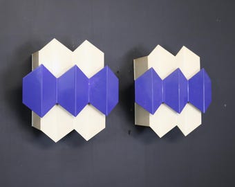 Zeldzame Lyfa Septet-wandlampen: gebogen Karlby Deens design, paar jaren 60