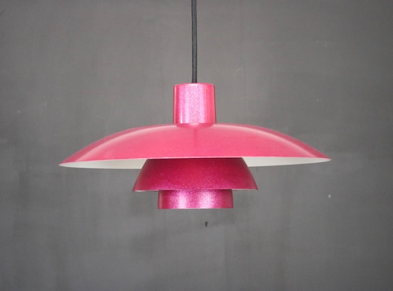 Vintage Louis Poulsen PH 4/3 Lamp: Metallic Pink Danish Pendant 