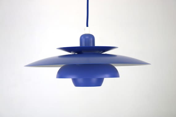 Blue Scandinavian Lamp: Vintage 1980s Danish Ceiling Light