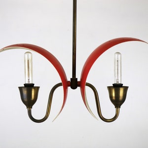 Vintage Red Half Moon Lamp by Bent Karlby for Lyfa