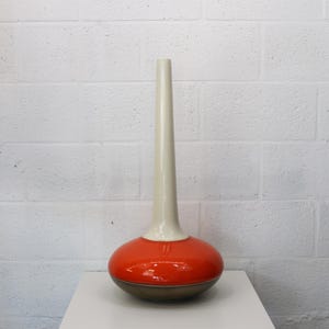 XL Mid-Century Modern Ceramic Vase: Orange & Brown Gold, 70cm