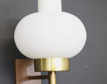 Fog & Mørup Opal Glass Copper Wall Lamp | Danish Mid-Century Sconce