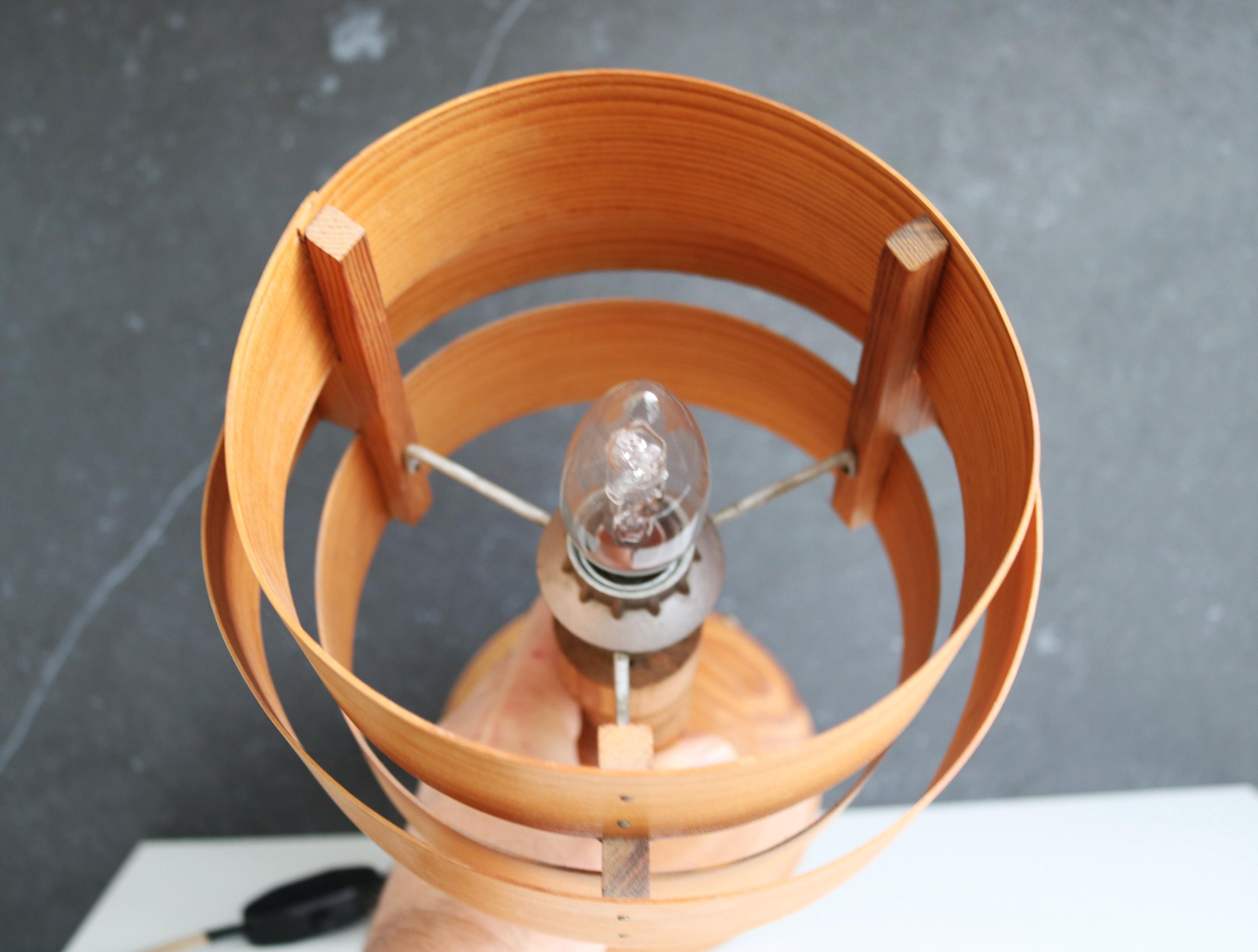 Iconic Hans Agne Jakobsson Style Table Lamp in Pine Veneer