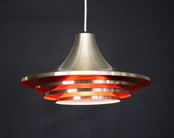 Vintage Deense messing plafondlamp: midden van de eeuw modern, jaren 1970