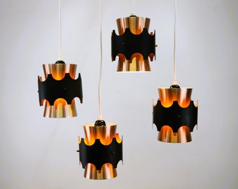 4 Scandinavian midcentury Design Lamps | copper black style | 1960s Lamp | Jo Hammerborg style