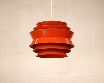 Vintage Carl Thore Orange Lamp: Swedish 1970s Scandinavian Design