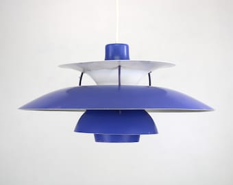 Het echte Deense spul - PH5 hanger - originele blauwe kleur - Louis Poulsen - Poul Henningsen - oude uitgave