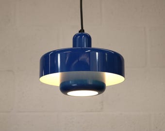 White and Yellow Vintage Fog & Morup Pendant Lamp: Hans Due Optima
