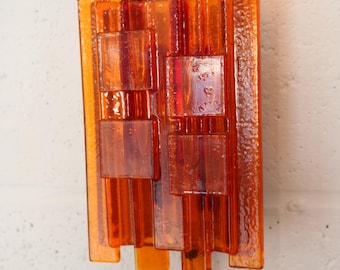 Claus Bolby Sconces/ Wall lamps -  Orange Acrylic made by Lyskaer Belysning - Denmark 70's