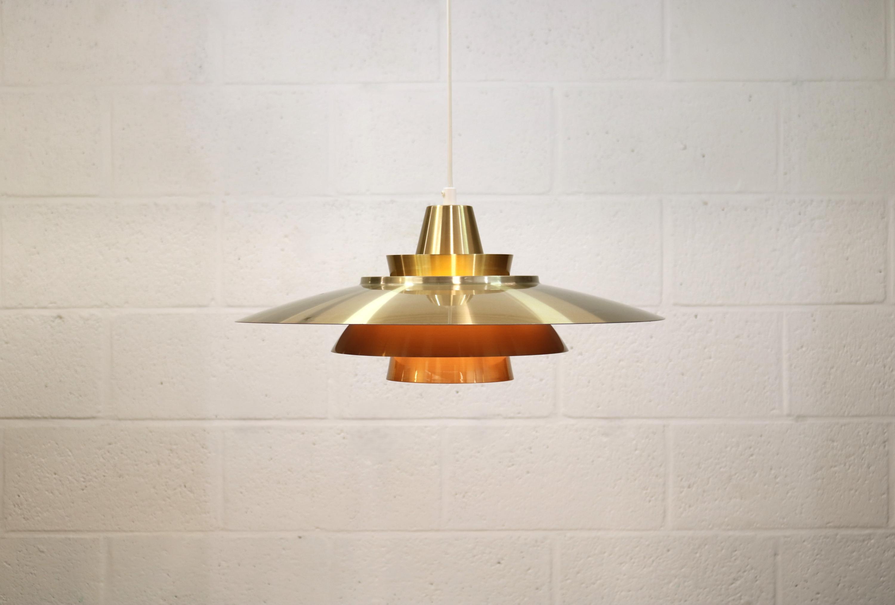 Rare David Mogensen Golden Pendant Lamp for Super Light : 1970s
