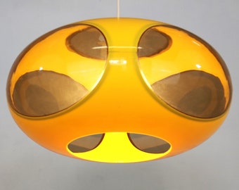 Rare Space age bug eye ufo ceiling lamp *** Massive Belgium *** yellow color *** 1970's *** colectors item