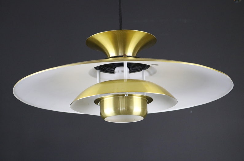 Nice XLgolden Danish design lamp Messing ceiling lamp 1970's Denmark image 9